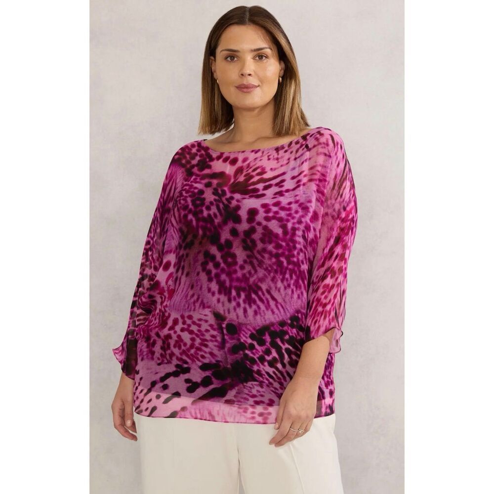 Live Unlimited Chiffon Animal Print Blouse Size 16